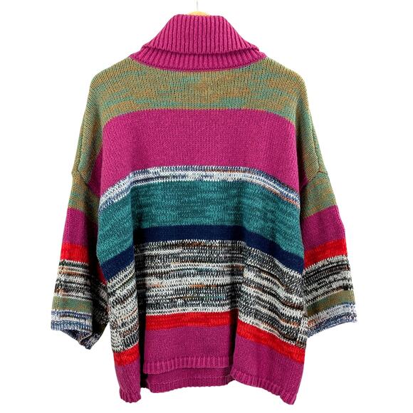 Knox Rose Striped Knit Turtleneck Sweater Colorful Dopamine Festive Christmas 2x - Picture 6 of 11